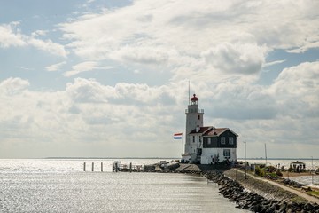 Beautiful shot of the Lighthouse Near Marken in the Netherlands