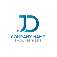 Creative letter JD Logo Design Vector Template. Initial Linked Letter JD Logo Design