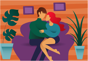 Couple on the couch in room
