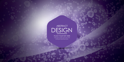 Abstract molecules background with purple cells and place for text. Vector illustration.