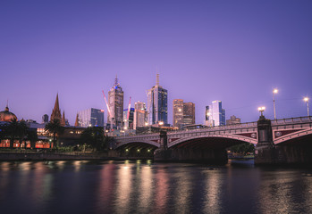 Fototapeta na wymiar City of Melbourne. Cityscape image of Melbourne, Australia during summer sunset