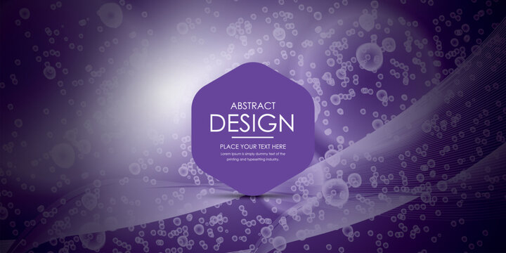 Abstract molecules background with purple cells and place for text. Vector illustration.