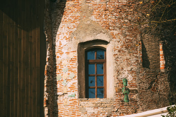 Grodno, Belarus. Kalozha Church In Sunny Autumn Day. Close Up Details Of Church of Sts. Boris and Gleb