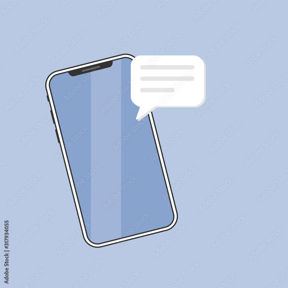 Poster mobile phone with new chat message notification. smartphone and chatting bubble. text new messaging 