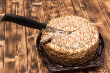 birthday cake on a wooden table