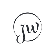 Creative letter JW Logo Design Vector Template. Initial Linked Letter JW Logo Design