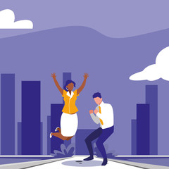 couple of people business celebrating victory , business professional people