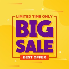 Colorful Big Sale Banner Design with Yellow Background Template Vector