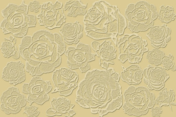  Vintage white roses on a beige background