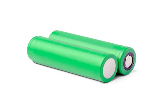 18650 rechargeable lithium-ion batteries. isolated on a white background. batteries for flashlights, vapes, electronic cigarettes, laptops
