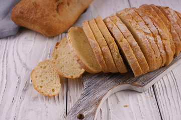 White bread on a white background