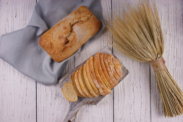White bread on a white background