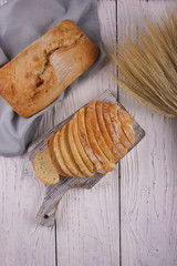 White bread on a white background