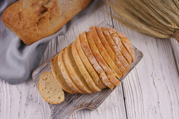 White bread on a white background