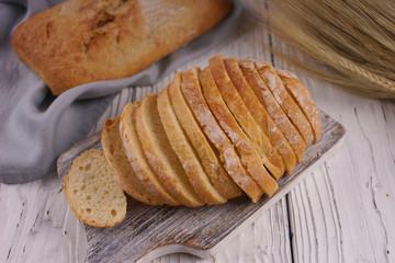 White bread on a white background