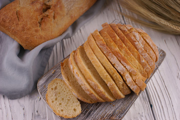 White bread on a white background