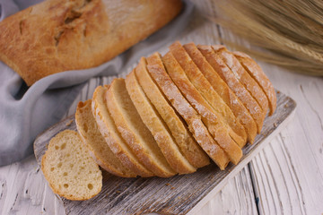 White bread on a white background