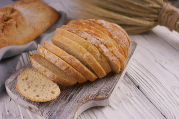 White bread on a white background