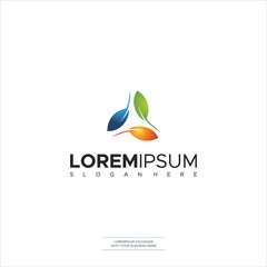 Natural Colour in Tri icon leaf abstract logo design templates emblems icon for holistic medicine centers