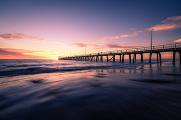 Fototapeta premium Sunset over Grange jetty, Adelaide, South Australia