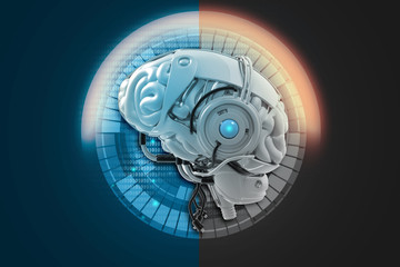 Fototapeta premium Human brain computer technology 3d illustration