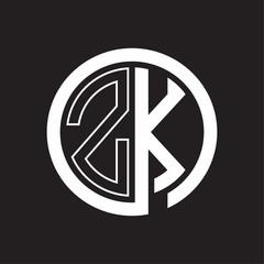 ZK Logo with circle rounded negative space design template