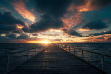 Obraz na płótnie Canvas Sunset at Semaphore jetty, Adelaide, Australia