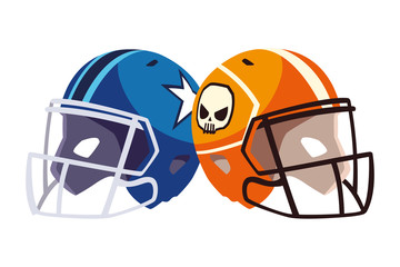 american football helmets on white background