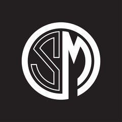 SM Logo with circle rounded negative space design template