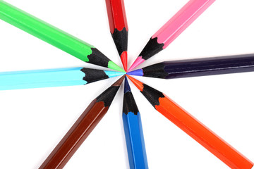 Naklejka premium Color pencils isolated on white background.Close up.