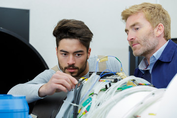 picture of electrical wiring engineer at work