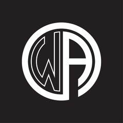 WA Logo with circle rounded negative space design template