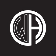 WH Logo with circle rounded negative space design template