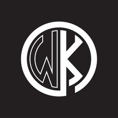 WK Logo with circle rounded negative space design template