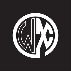 WX Logo with circle rounded negative space design template