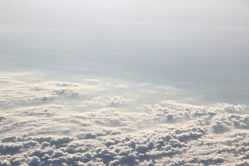 atmosphere aerial view above the clouds at the sky from an airplane