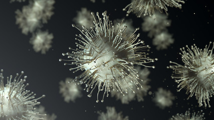 Conceptual Virus cells 3d illustration of Coronavirus 