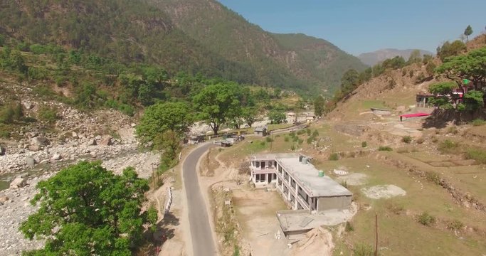 Route to Himalayas. Himalayan hills . Beautiful scenery of Himalayan hills, Uttarakhand, India. Aerial view of Himalayan hills.Nature lovers.Travel India Uttarakhand
