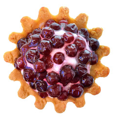 Tartlet cake with cream and cranberries isolated