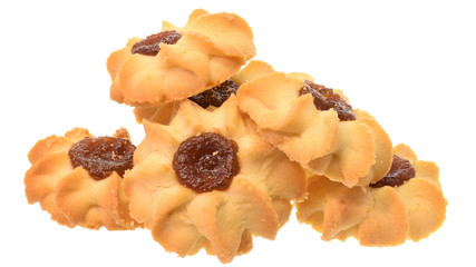 Homemade shortbread cookies with apple jam isolated
