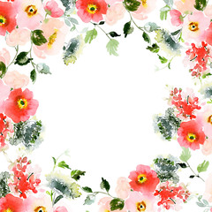 Seamless watercolor pattern with a bouquet of anemone on a white background - 317947264