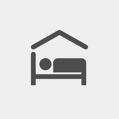 Bed flat vector icon. Hotel flat vector icon. Accommodation flat vector icon