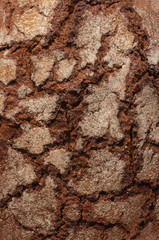 Texture and pattern of bread crust. Background baked bread. Macro, top view.