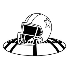 american football helmet on stadium grass