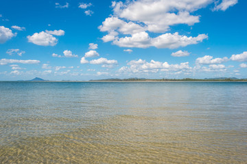 Long white sandy beaches in the north side of the island of Ko Lanta Yai. The north side of the island includes a protected area, the Mu Ko Lanta National Park and a many mangrove forest