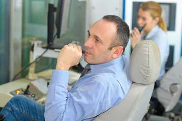 Fototapeta premium portrait of factory manager operators