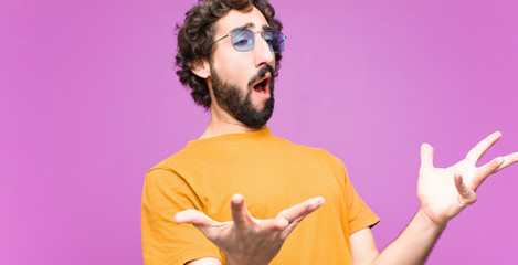 young crazy cool man performing opera or singing at a concert or show, feeling romantic, artistic...