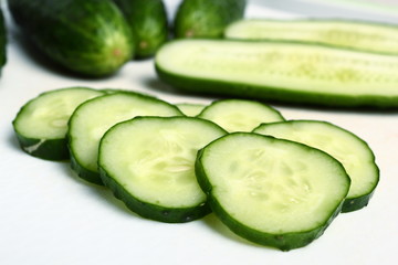 Cucumbers on cutting board