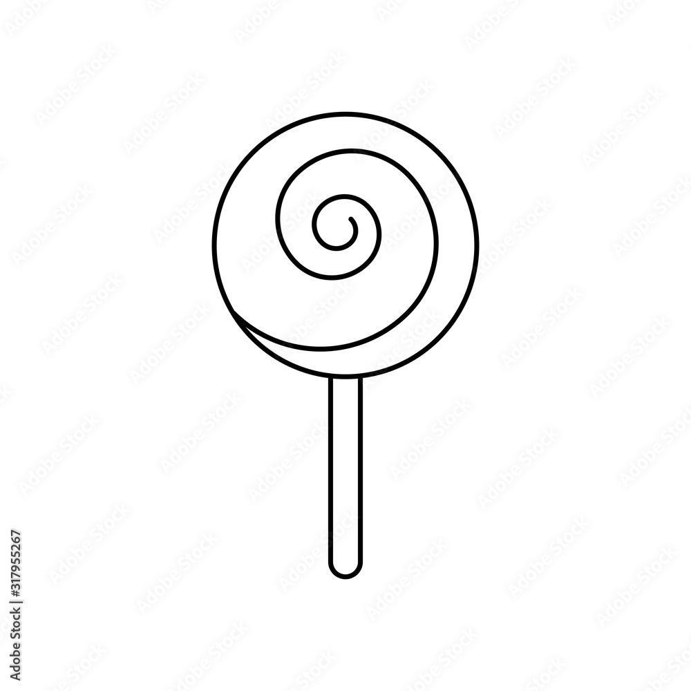 Sticker lollipop round retro line style icon