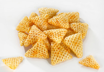 3d Triangle shape Fryums Papad is a crunchy Snack Pellets, tri angle corn puff snacks or namkeen